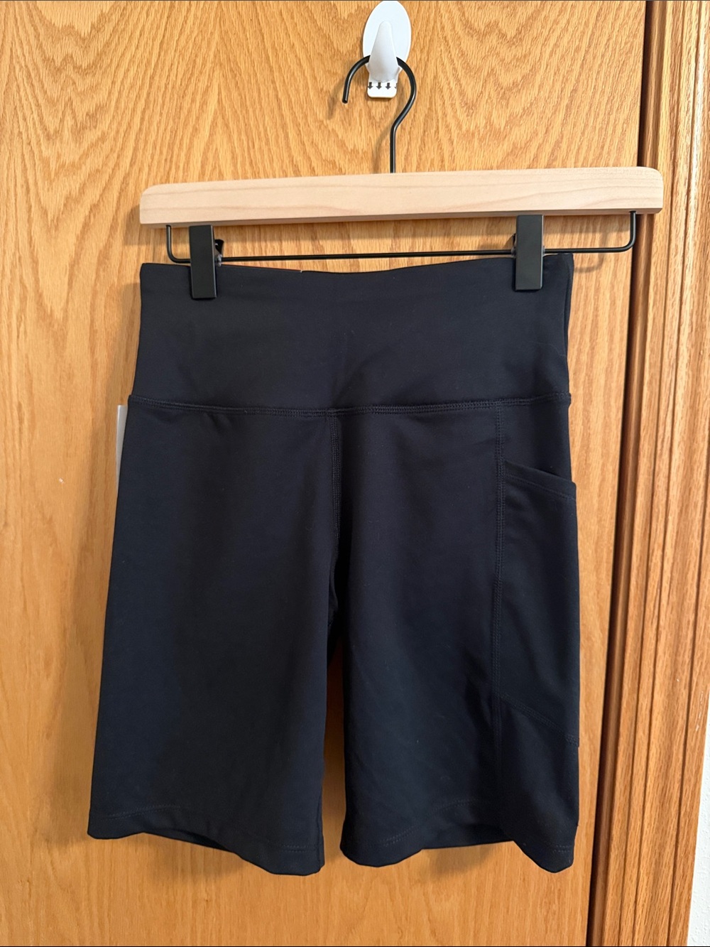 DKNY Black High-Rise Bike Shorts with Side Pocket
